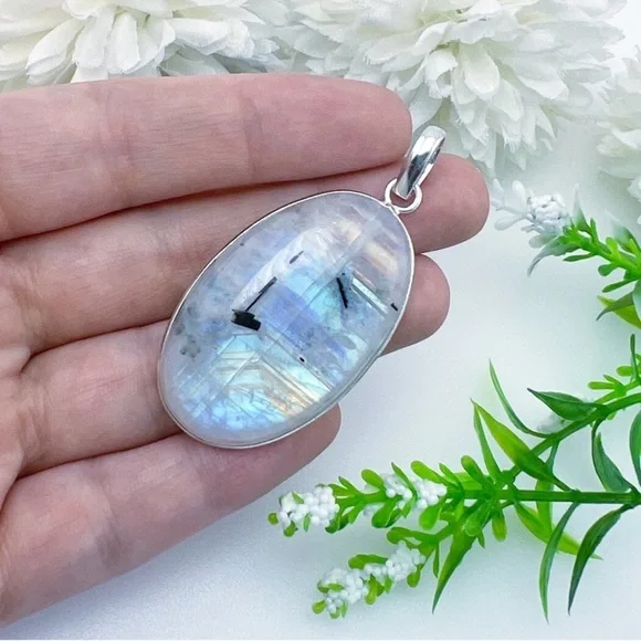 ๐For A๐ Colorful Flash Oval Rainbow Moonstone Pendant - Picture 7 of 16
